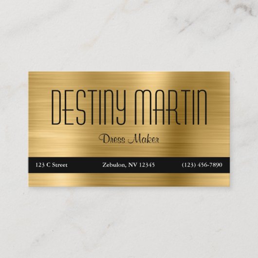 Gold Folie Zwart Contact Bar Visitekaartje (Voorkant)