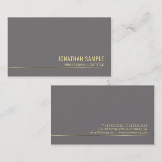 Gold Font Chic Modern Plain Professional Luxe Visitekaartje (Voorkant / Achterkant)