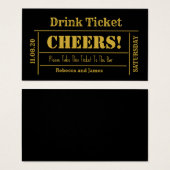 Gold Font Elegant Wedding Free Drink Ticket Visitekaartje (Voorkant /achterkant)