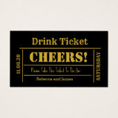 Gold Font Elegant Wedding Free Drink Ticket Visitekaartje (Voorkant)