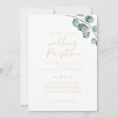Gold Font Greenery Wedding RecEPING Evening Kaart (Voorkant)