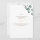 Gold Font Greenery Wedding RecEPING Evening Kaart (Achterkant)