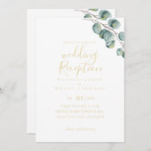 Gold Font Greenery Wedding RecEPING Evening Kaart (Voorkant / Achterkant)