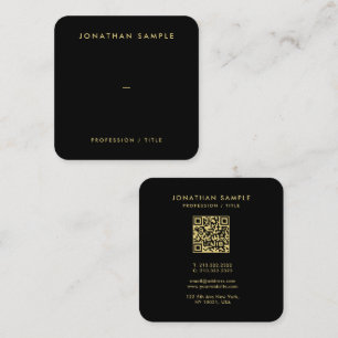 Gold Font QR Code Elegant Zwart Luxe Premium Zijde Vierkante Visitekaartje