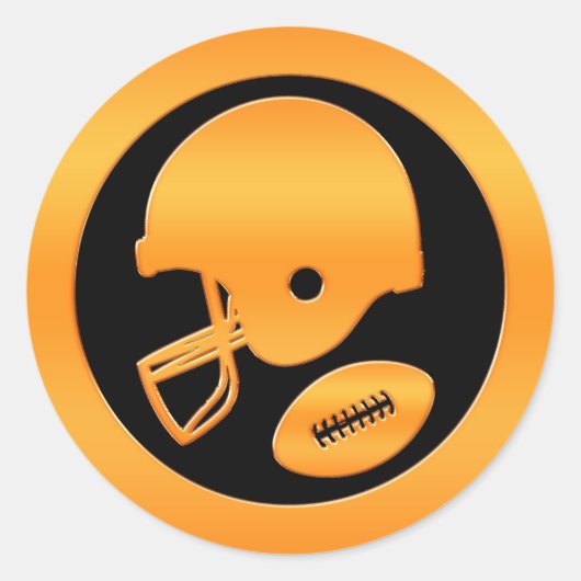 Gold Football Helmet en Ball Ronde Sticker (Voorkant)