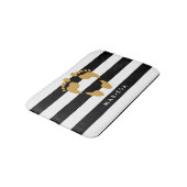 Gold Footprint met naam zwarte en witte strepen Badmat (Gekanteld)