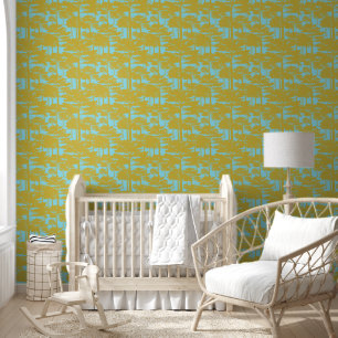 Gold Forest Abstract Blue Behang