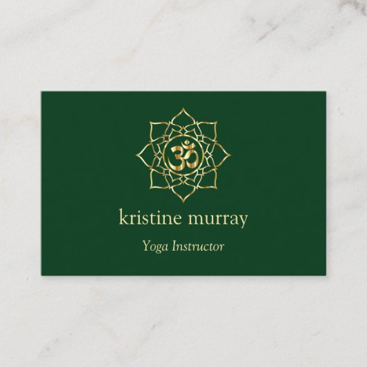 Gold & Forest Green Yoga Instructor | Visitekaartje (Voorkant)