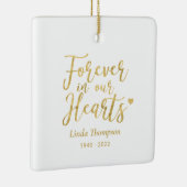 Gold Forever in ons hart Memorial Foto Keramisch Ornament (Rechts)
