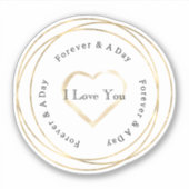 Gold Forever Love Heart Wedding Sticker (Voorkant)