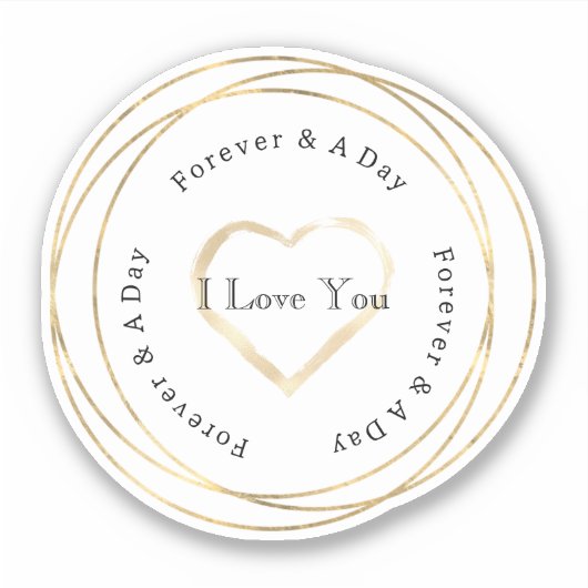 Gold Forever Love Heart Wedding Sticker (Voorkant)