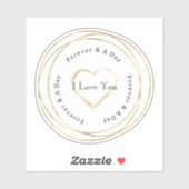 Gold Forever Love Heart Wedding Sticker (Vel)