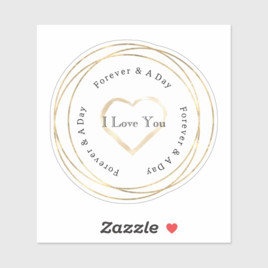 Gold Forever Love Heart Wedding Sticker (Vel)