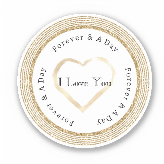 Gold Forever Love Heart Wedding Sticker (Voorkant)