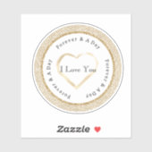Gold Forever Love Heart Wedding Sticker (Vel)