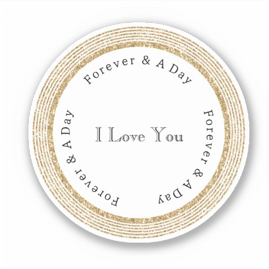 Gold Forever Love Wedding Sticker (Voorkant)