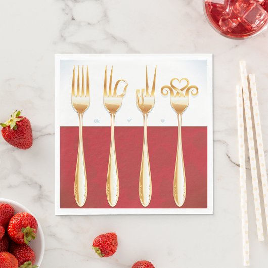 Gold Forks Paper Napkins Servet