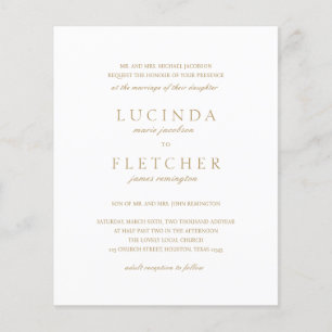 Gold Formal QR Code Budget Weduwen Uitnodiging Flyer