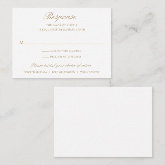 Gold Formal Traditional Wedding Mini RSVP-kaart Notitiekaartje (Voorkant / Achterkant)