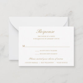Gold Formal Traditional Wedding Mini RSVP-kaart Notitiekaartje