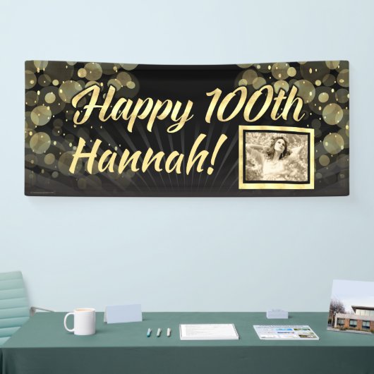 Gold Foto 100th Birthday Party Decoration Spandoek (Beurs)