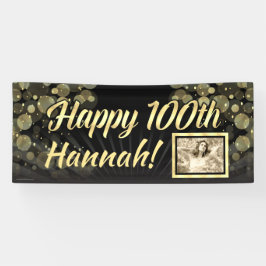 Gold Foto 100th Birthday Party Decoration Spandoek