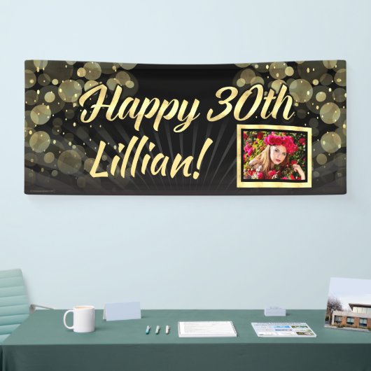 Gold Foto 30th Birthday Party Decoration Spandoek (Beurs)