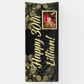 Gold Foto 30th Birthday Party Decoration Spandoek (Verticaal)