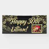 Gold Foto 30th Birthday Party Decoration Spandoek (Horizontaal)