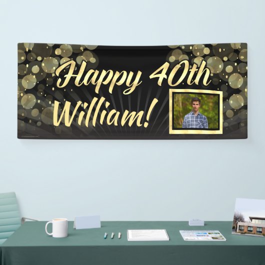 Gold Foto 40th Birthday Party Decoration Spandoek (Beurs)