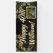 Gold Foto 40th Birthday Party Decoration Spandoek (Verticaal)