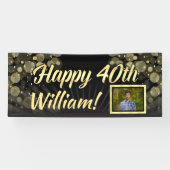 Gold Foto 40th Birthday Party Decoration Spandoek (Horizontaal)