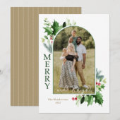 Gold-fotokaart met klaar en helder kerstscript (Voorkant / Achterkant)