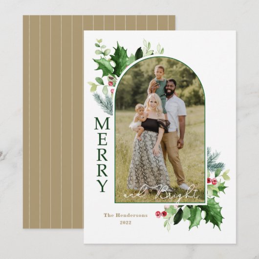 Gold-fotokaart met klaar en helder kerstscript (Voorkant / Achterkant)