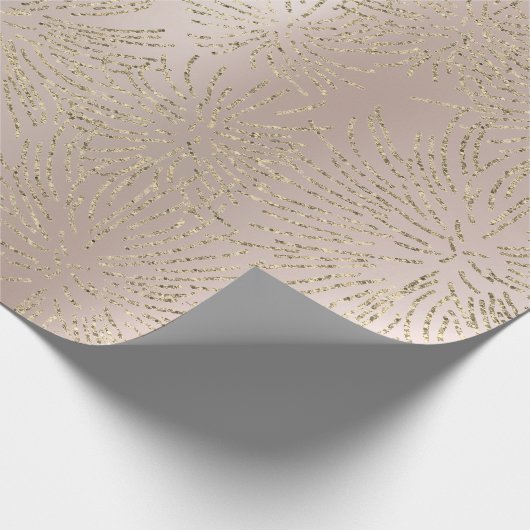 Gold Foxier Chevron Fireworks Metallic Parly Blush Cadeaupapier (Hoek)