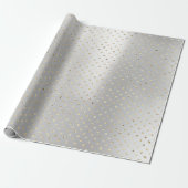 Gold Foxier Confetti Small Polka Dots Silver Grey Cadeaupapier (Uitgerold)
