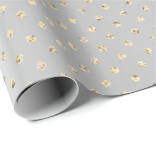 Gold Foxier Confetti Small Polka Dots Silver Grey Cadeaupapier