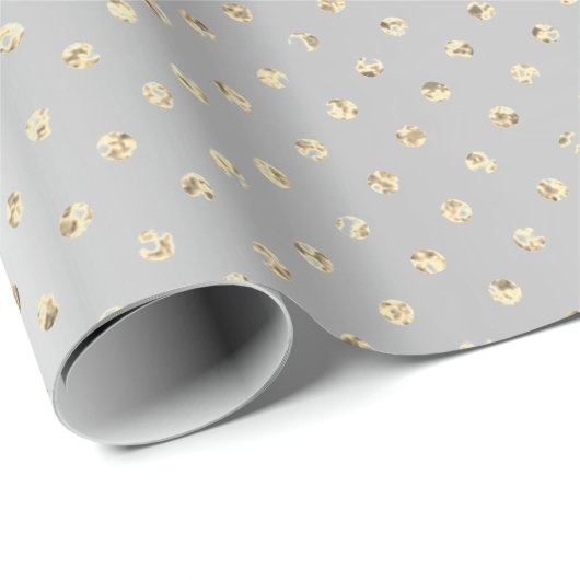 Gold Foxier Confetti Small Polka Dots Silver Grey Cadeaupapier (Rol Hoek)