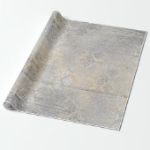 Gold Foxier Damask Silver Grey Wood Shabby Rustic Cadeaupapier (Uitgerold)