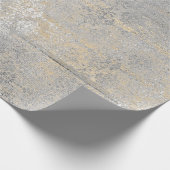 Gold Foxier Damask Silver Grey Wood Shabby Rustic Cadeaupapier (Hoek)