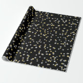 Gold Foxier Diamonds Metallic Black Confetti Lux Cadeaupapier (Uitgerold)