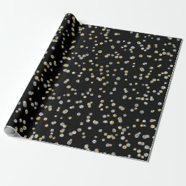 Gold Foxier Diamonds Metallic Black Confetti Lux Cadeaupapier