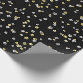 Gold Foxier Diamonds Metallic Black Confetti Lux Cadeaupapier (Hoek)