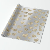 Gold Foxier Hearts Confetti Metallic Silver Sparkl Cadeaupapier (Uitgerold)