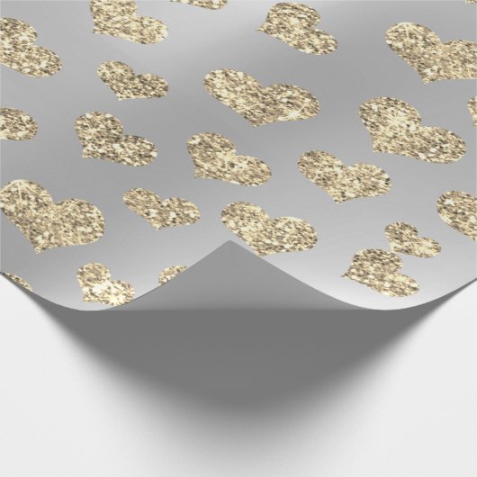 Gold Foxier Hearts Confetti Metallic Silver Sparkl Cadeaupapier (Hoek)