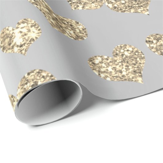 Gold Foxier Hearts Confetti Metallic Silver Sparkl Cadeaupapier (Rol Hoek)