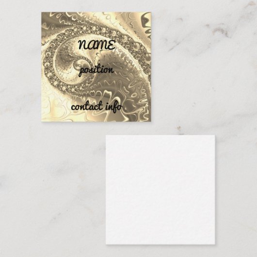Gold Fractal Art Vierkante Visitekaartje (Voorkant / Achterkant)