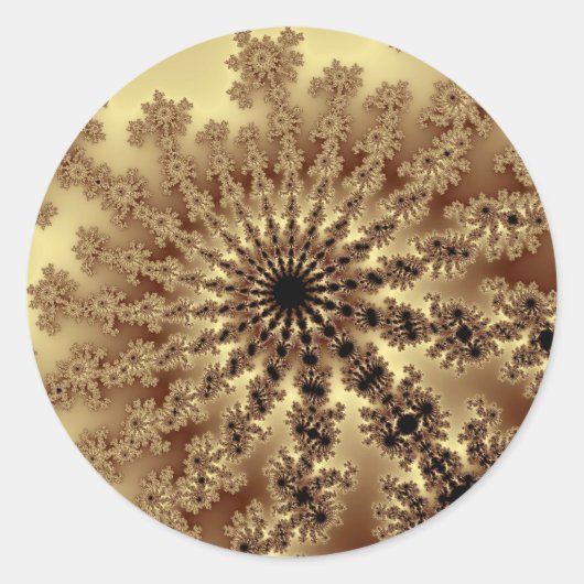 Gold Fractal Burst Ronde Sticker (Voorkant)