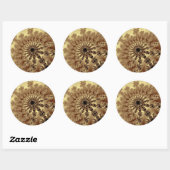 Gold Fractal Burst Ronde Sticker (Vel)