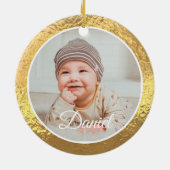 gold Frame Baby's First Christmas Keramisch Ornament (Achterkant)